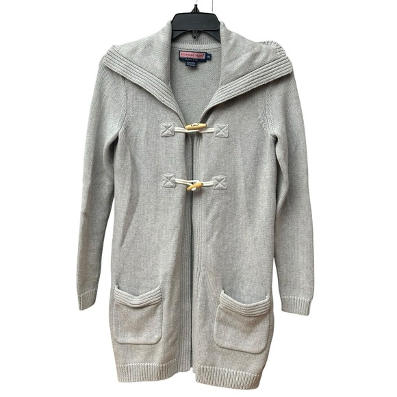 Vineyard Vines Womens XS Long Toggle Button Cardigan Sweater Grey Cashmere AB4-1 - Picture 7 of 8